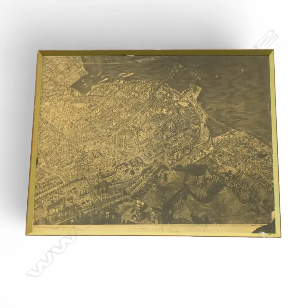 AERIAL DRAWING OF AUCKLAND 1885, PRINT 710x910mm Image 1++