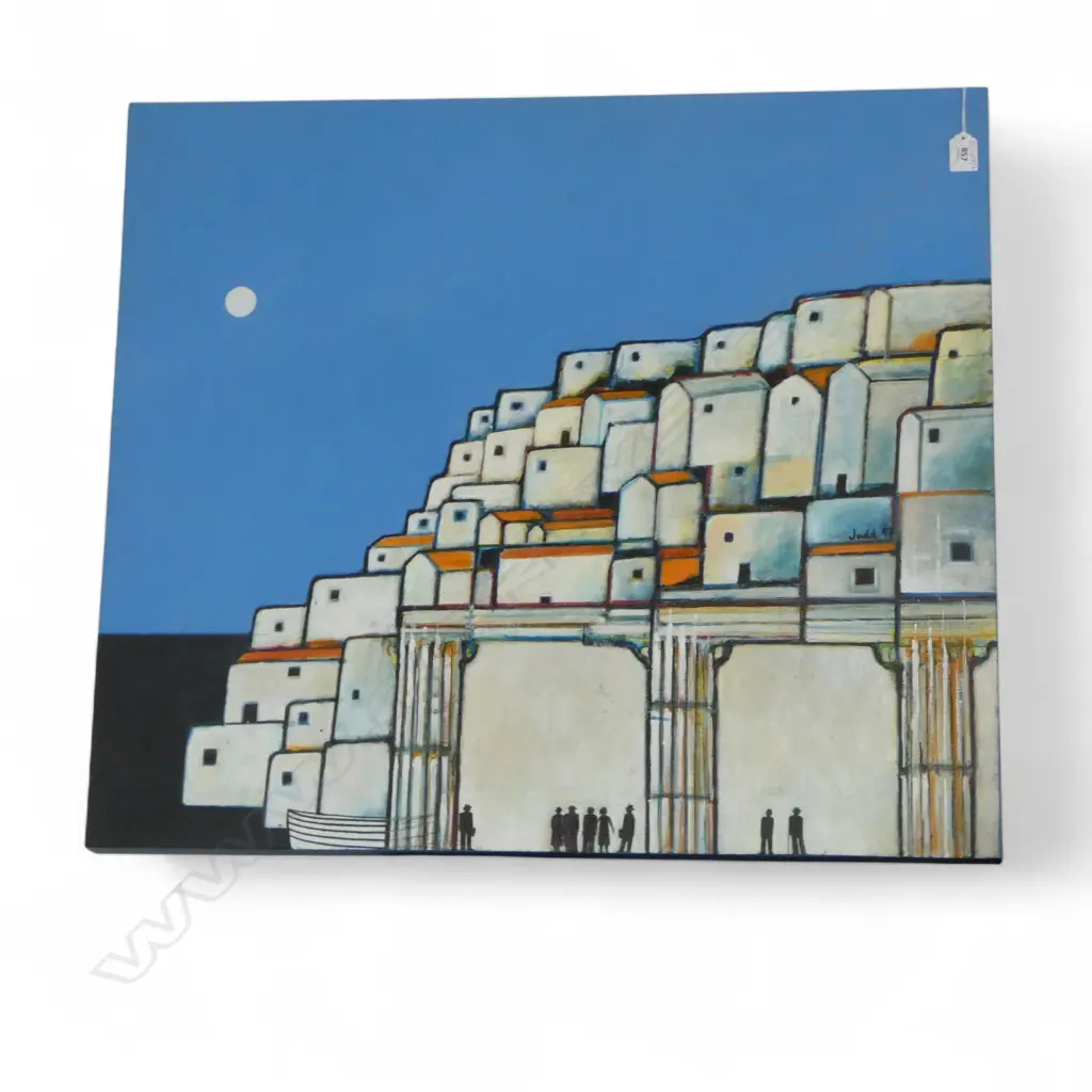 PAUL JUDD (NZ b.1950) 'THEATRE' ACRYLIC ON BOARD '97 695x790mm Note: Paul is a well respected Waikato artist see link .. Image 1++