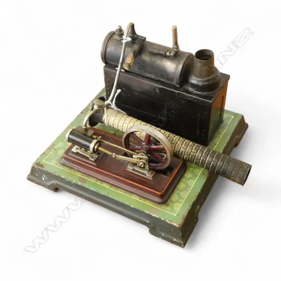 OLD STATIONARY STEAM ENGINE PURPORTEDLY WORKING GREEN BASE 