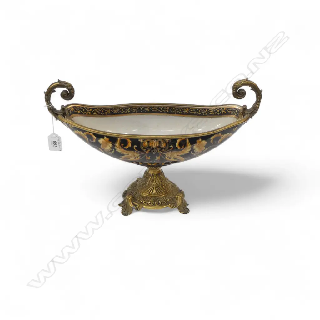 SEVRES STYLE TROUGH VASE on METAL BASE, W.360 x 250mm Image 1++