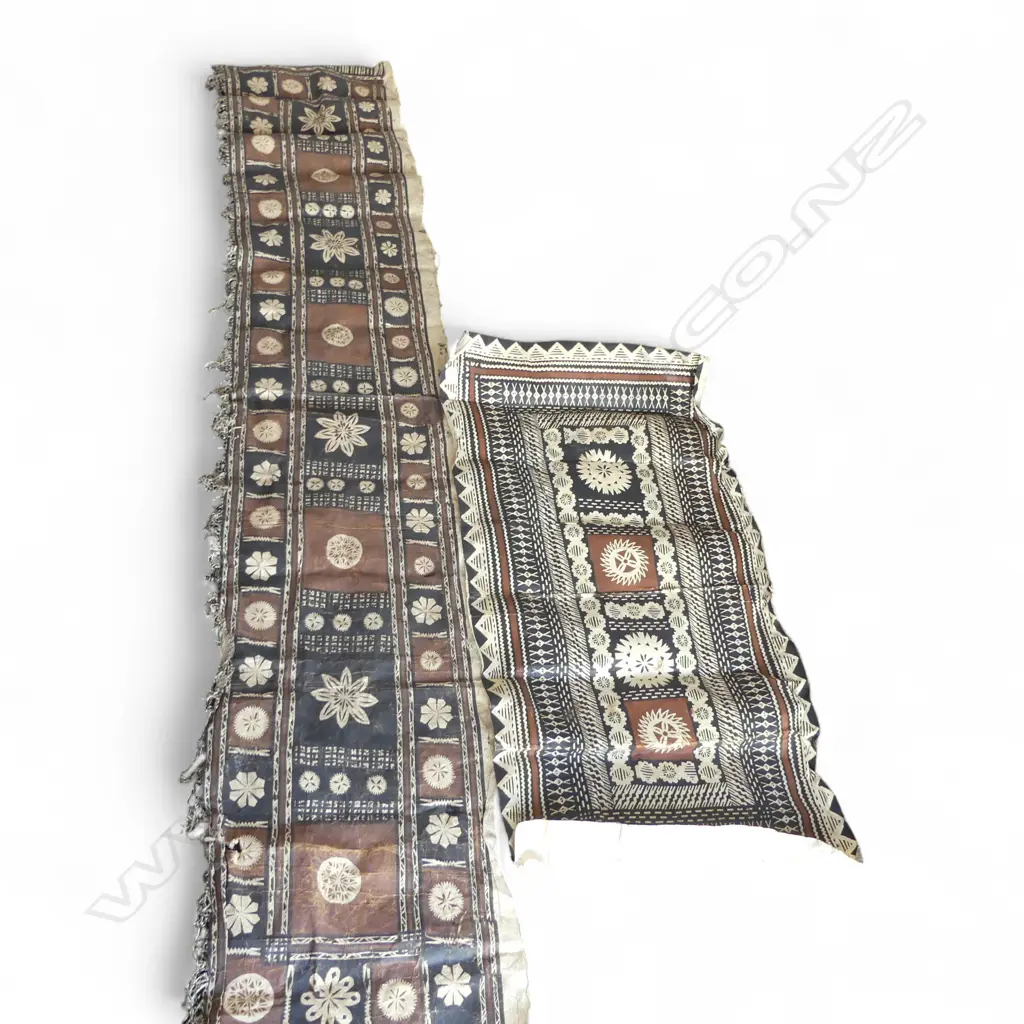 2 VINTAGE PACIFIC ISLAND TAPA CLOTHES L2480 W480MM & L1260 W650MM Image 1++