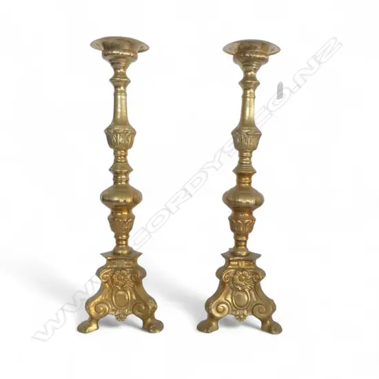 PAIR OF BRASS CANDLESTICKS 580 mm (H)