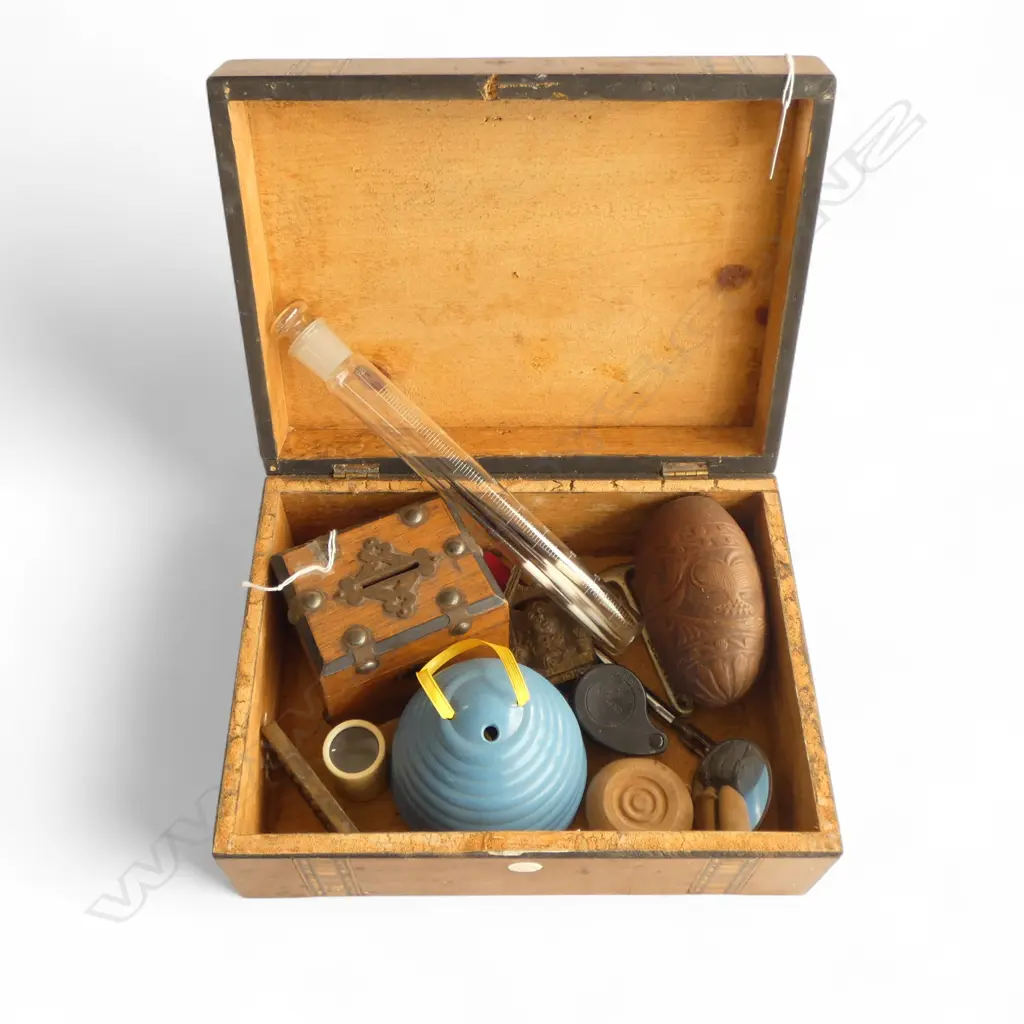 VICTORIAN TUNBRIDGEWARE BOX L300 & 10 VINTAGE COLLECTABLES Image 1++