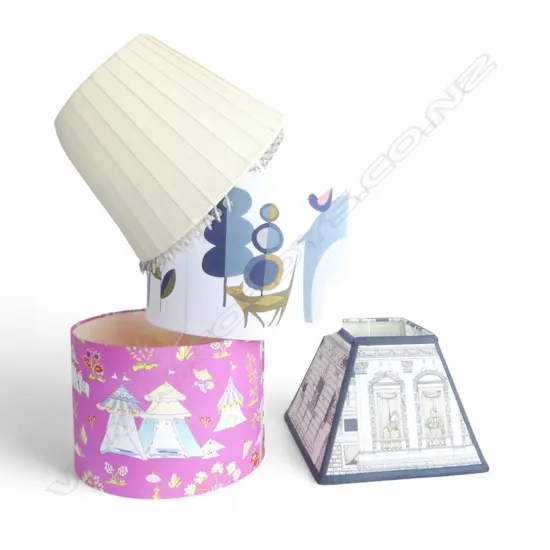 4 LAMP SHADES, LARGEST 310mm dia
