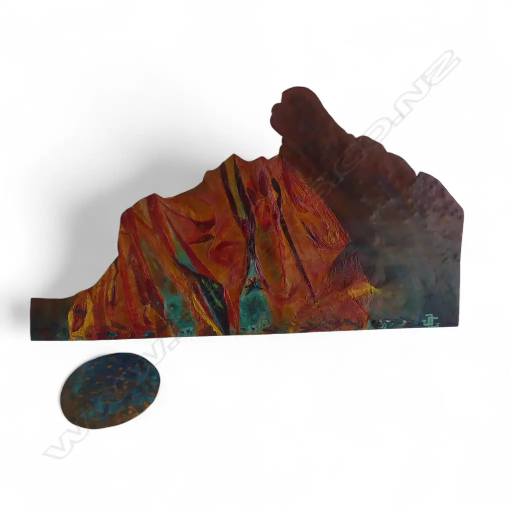 JEANNE GALIBERT 2 PCE MIXED MEDIA ARTWORK 'BLUE FISHERMANS BASKET' 435x245mm / 85mm dia Image 1++