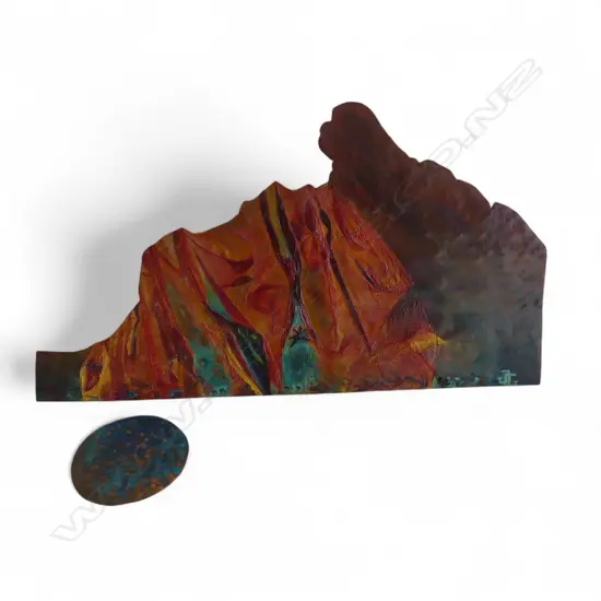 JEANNE GALIBERT 2 PCE MIXED MEDIA ARTWORK 'BLUE FISHERMANS BASKET' 435x245mm / 85mm dia