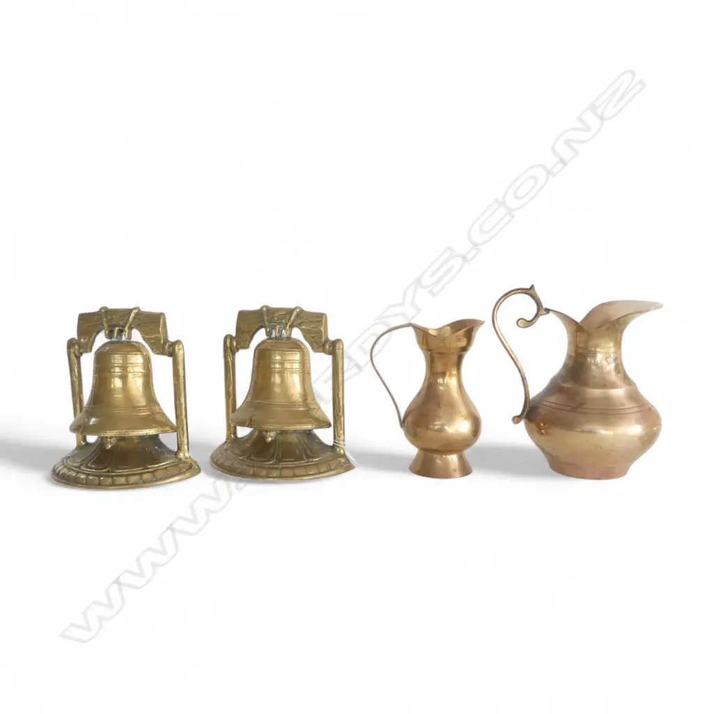 PR BRASS BELL BOOKENDS + 2 COPPER JUGS H.180mm Image 1++