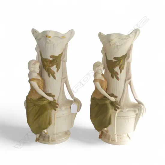 PAIR OF DECORATIVE VASES DEPICTING MAIDENS 450 MM (EACH)