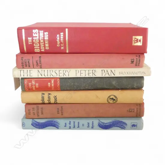COLLECTION OF FIRST EDITION NOVELS; 2 ENID BLYTON, AGATHA CHRISTIE, IAN FLEMMING, CAPTAIN W.E. JOHNS + MABEL LUCIE (7)