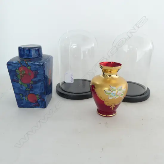 PR GLASS DOMES H.185mm, VENETIAN VASE, CETEM WARE LIDDED VASE