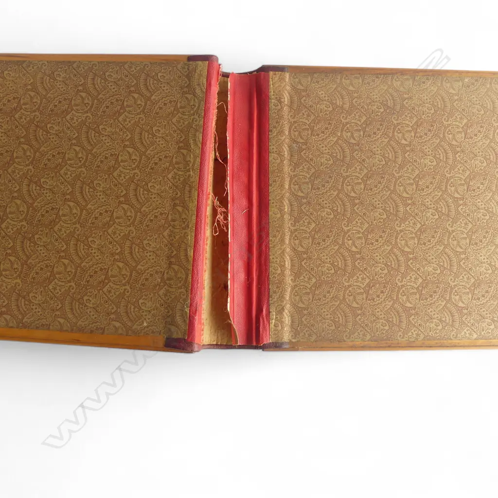 A MARQUETRY BOOK COVER WITH LEATHER BINDING 265 X 360 mm Image 1++