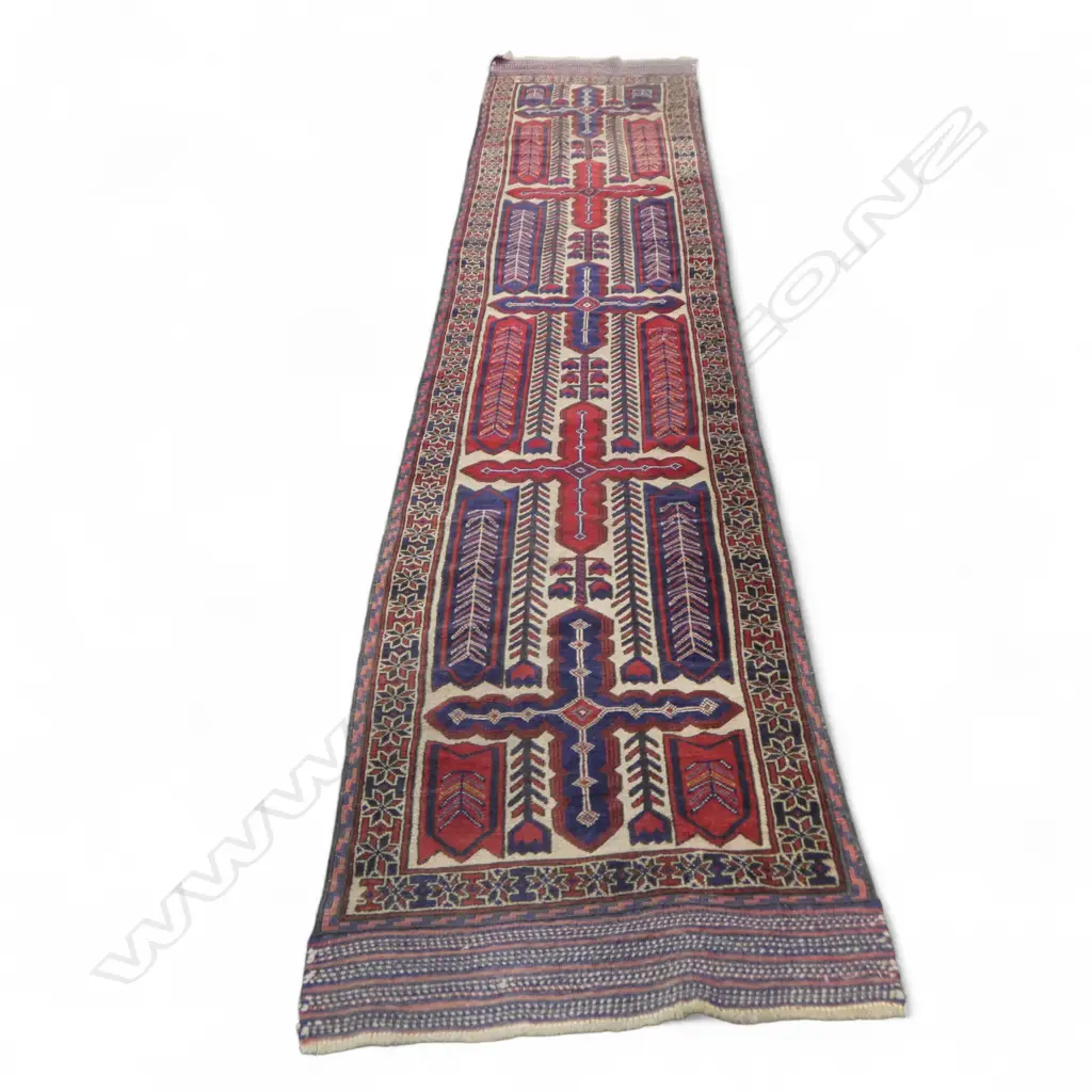 HAND KNOTTED ALL WOOL MIXED PILE RUNNER 3600x730mm Image 1++