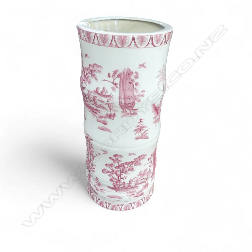 REPRODUCTION CHINESE ANTIQUE STYLE RED & WHITE UMBELLA STAND bamboo form H.455mm Image 1++
