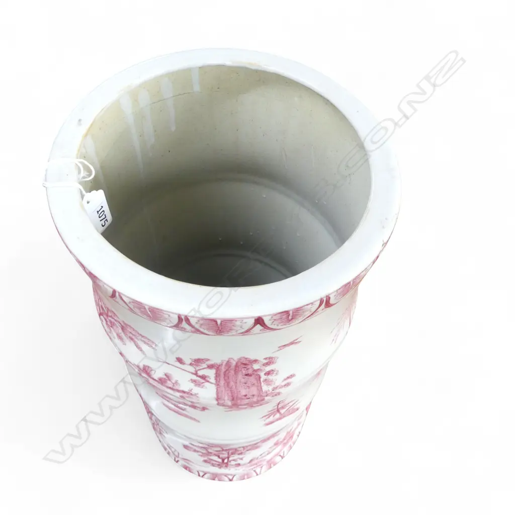 REPRODUCTION CHINESE ANTIQUE STYLE RED & WHITE UMBELLA STAND bamboo form H.455mm Image 1++
