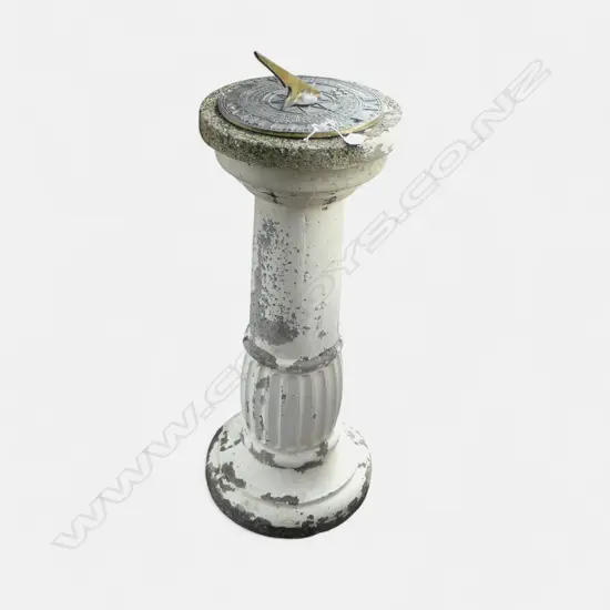 A BRONZE SUNDIAL ON CONCRETE COLUMN 900 mm (H)