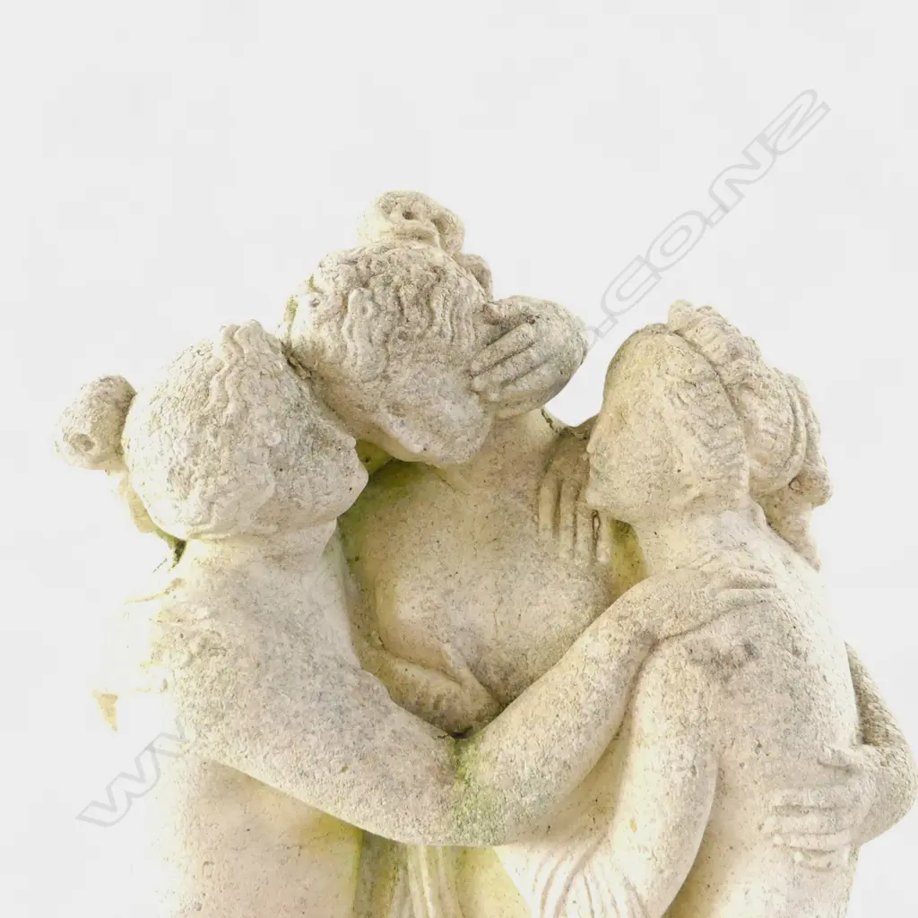 LG CONCRETE 'THREE GRACES' GARDEN STATUE ON CORINTHIAN PLINTH, 1640 x 4800 x 300mm (incl. plinth) Image 1++