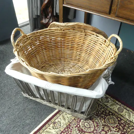 5 WOVEN CANE BASKETS W.580mm