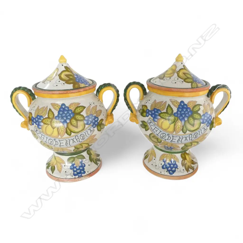 PAIR OF DECORATIVE LIDDED URNS  460 X 400 mm (EACH) Image 1++