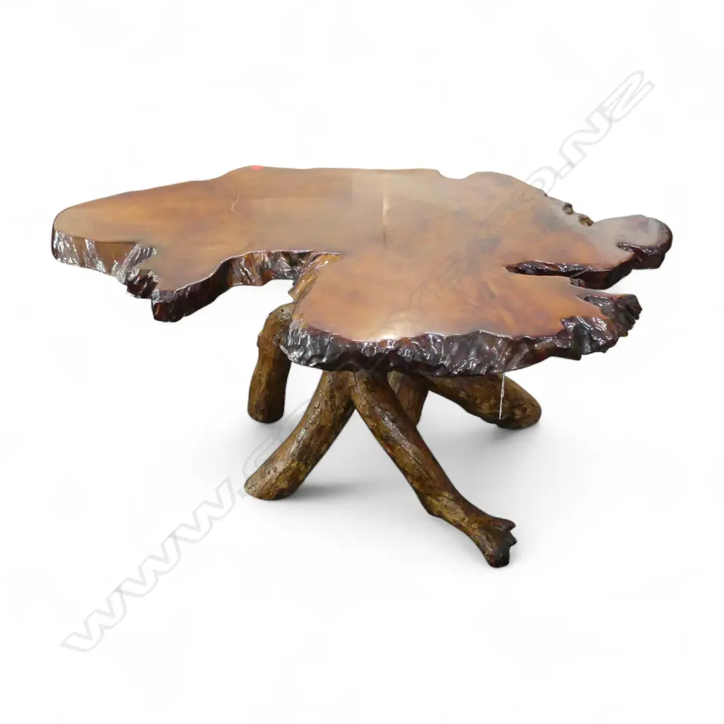 A SWAMP KAURI COFFEE TABLE (BASE MADE FROM DIFFERENT WOOD) 480 x 1100mm Image 1++