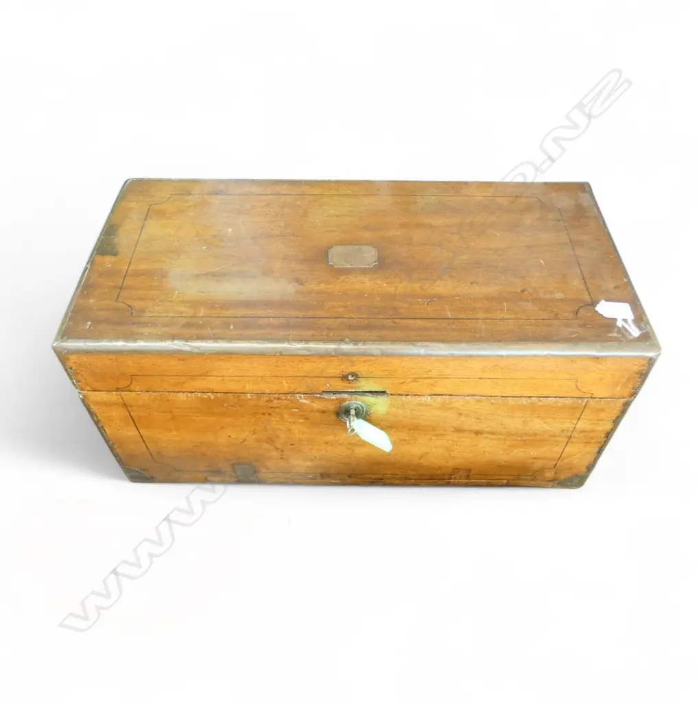 SMALL ANTIQUE FOOTLOCKER, COPPER BINDING 630x315x285mm Image 1++
