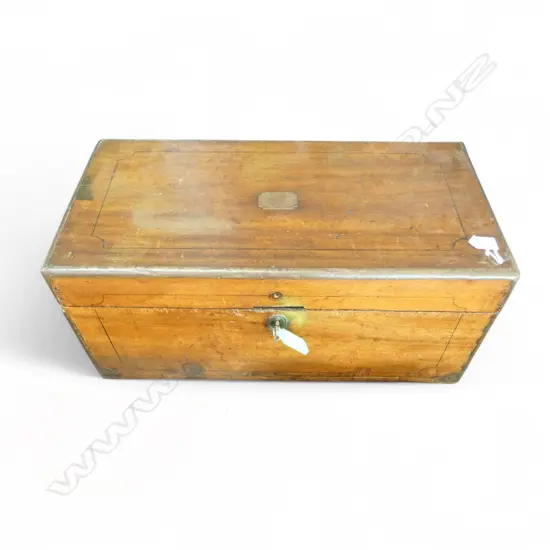 SMALL ANTIQUE FOOTLOCKER, COPPER BINDING 630x315x285mm