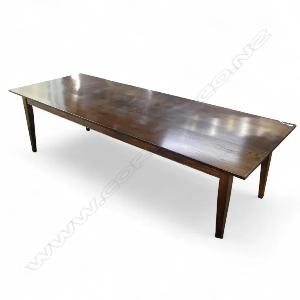20thC LONG ANTIQUE STYLE FRENCH REFRECTORY OAK DINING TABLE L.2700mm W.995. H.750mm Image 1++