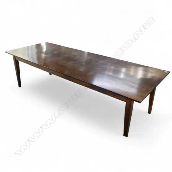 20thC LONG ANTIQUE STYLE FRENCH REFRECTORY OAK DINING TABLE L.2700mm W.995. H.750mm