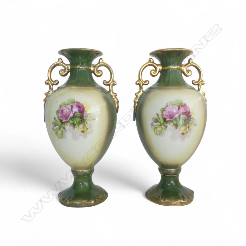 PR TALL FRENCH SEVRES STYLE PORCELAIN & GILT BALUSTER VASES, H.400mm (1 faulted) Image 1++