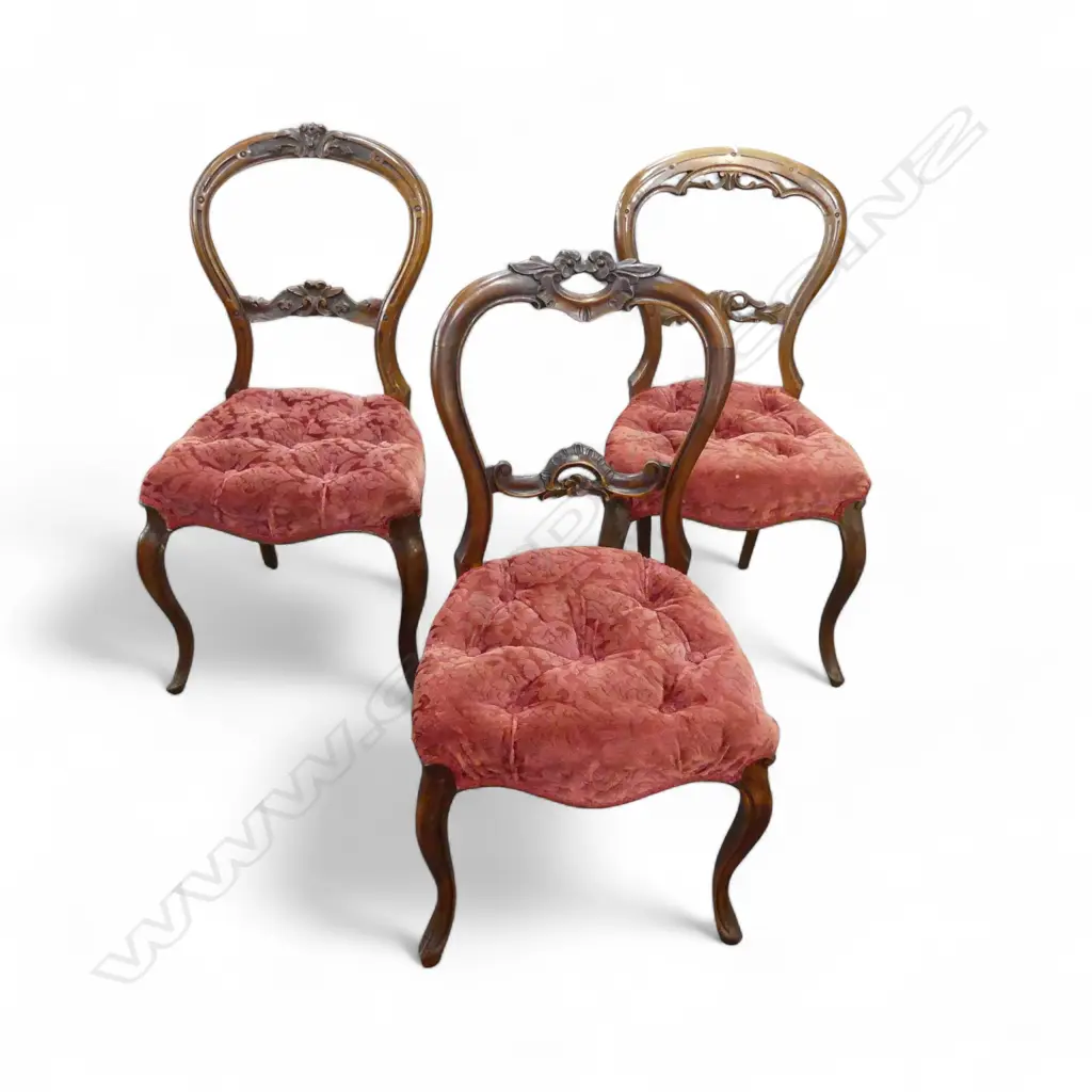 3 VICTORIAN BALLOON BACK DINING CHAIRS Image 1++