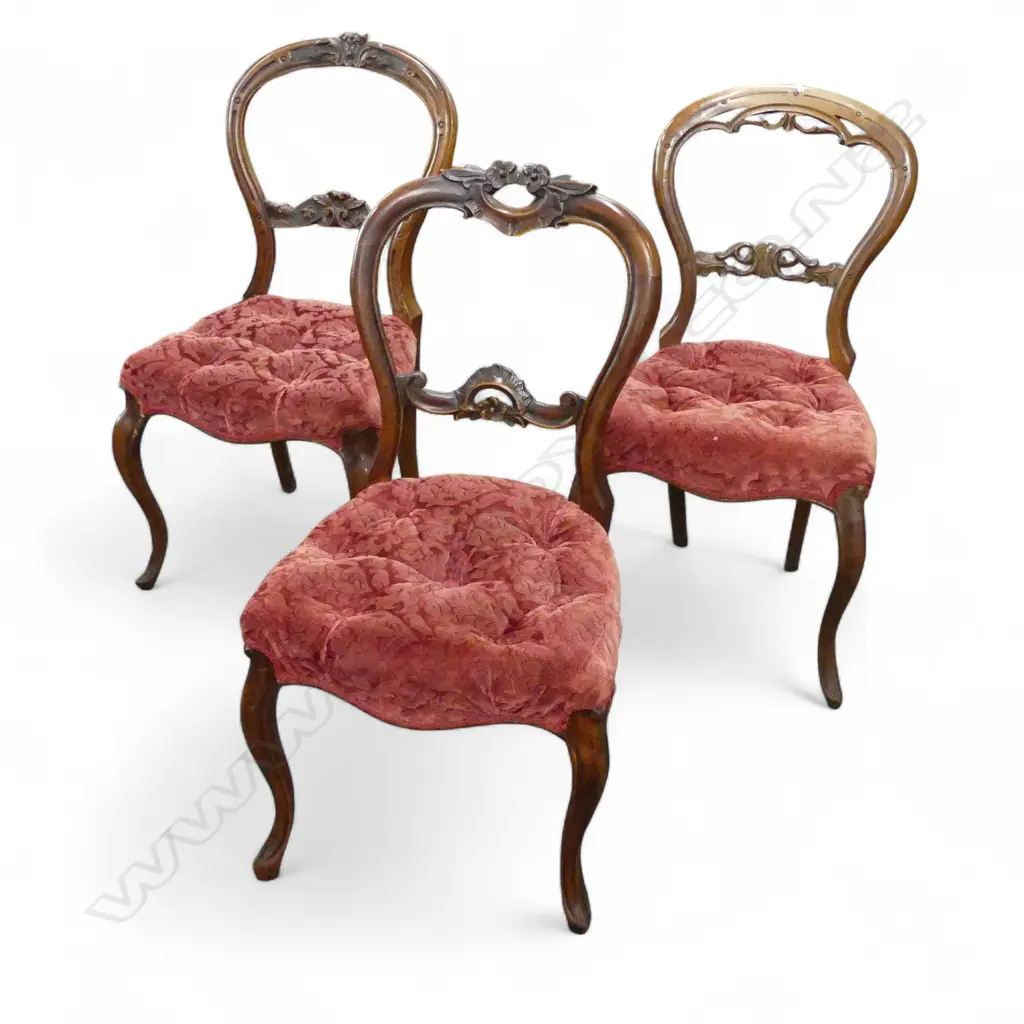 3 VICTORIAN BALLOON BACK DINING CHAIRS Image 1++