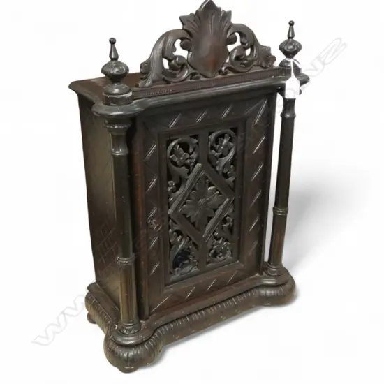 ANTIQUE GERMAN BLACK FOREST SMALL PINE CABINET (OLD BORER) 440x230x640mm