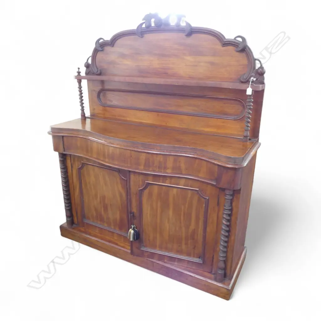 VICTORIAN MAHOGANY CHIFFONIER SERPENTINE FRONT 1370x510x1690mm Image 1++
