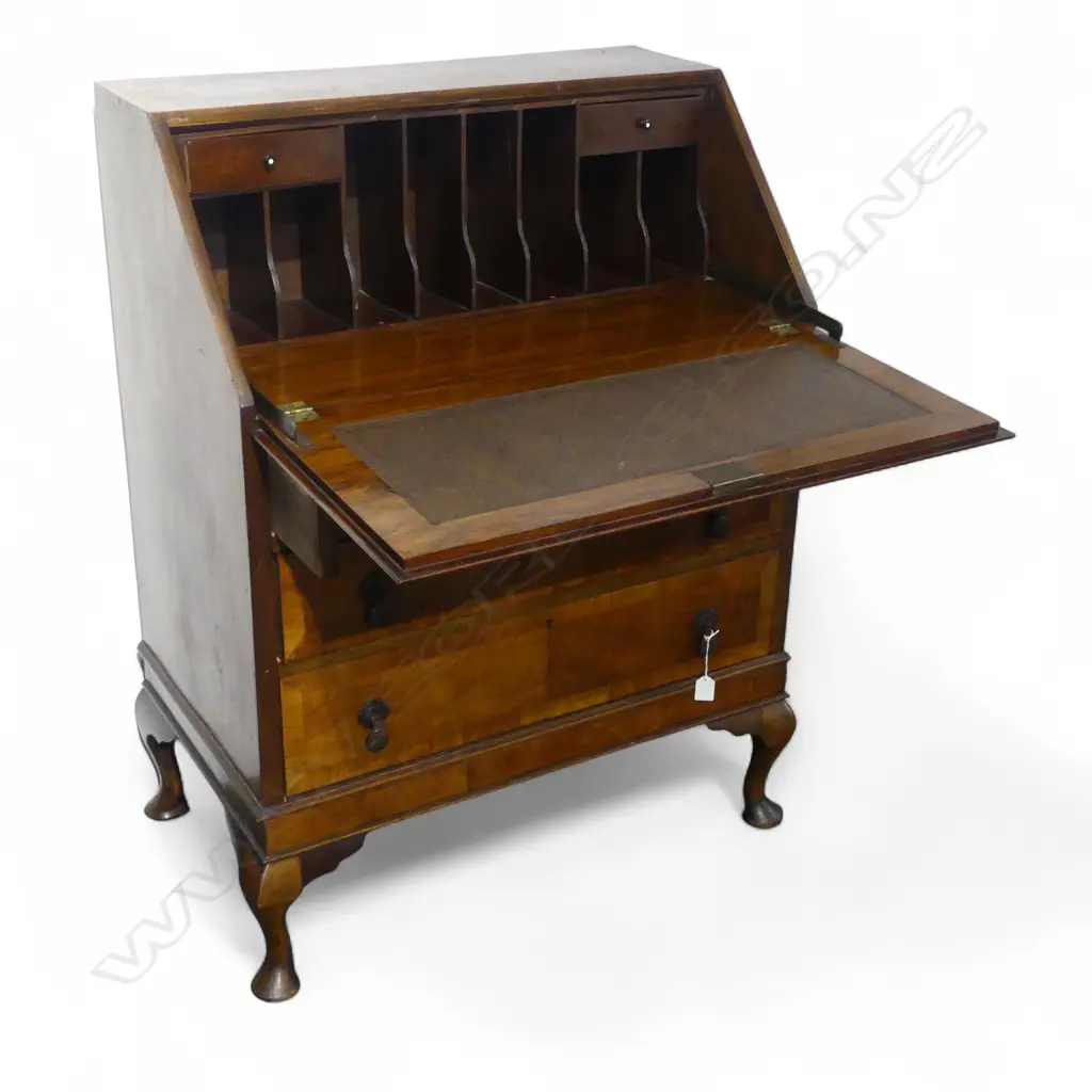 1920s WALNUT WALL FALLFRONT BUREAU w DRAWERS, 800 x 450 x 1000mm Image 1++