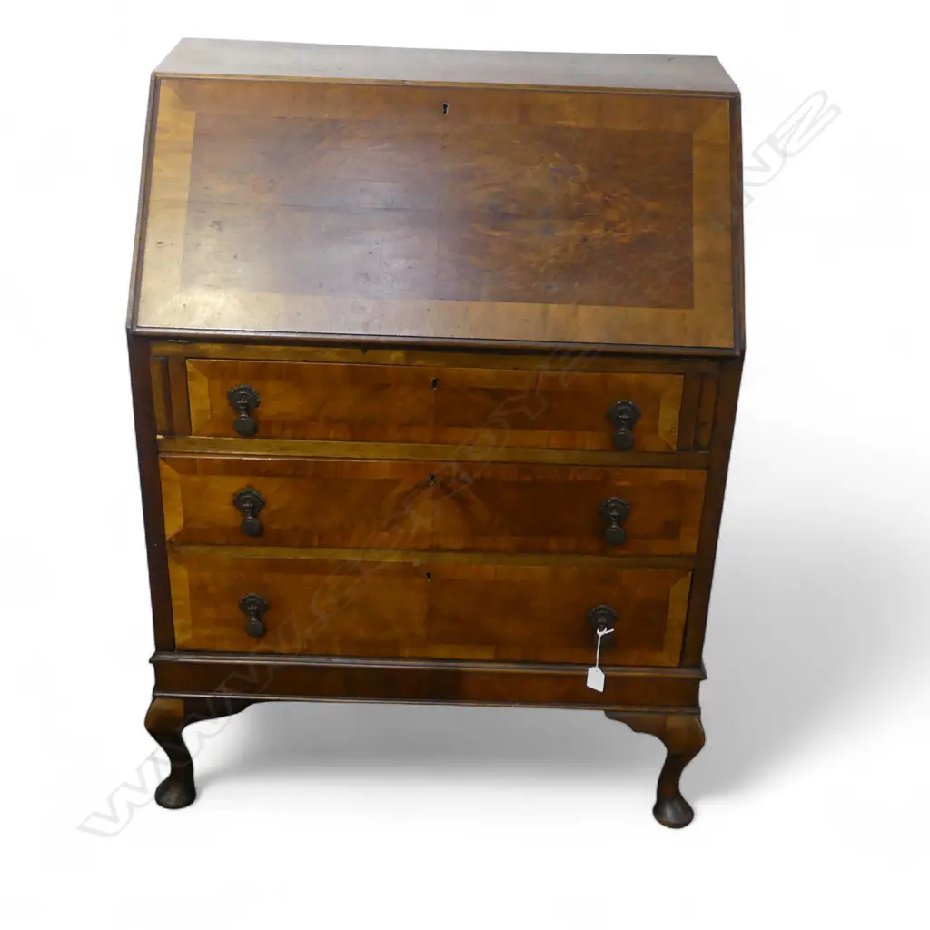 1920s WALNUT WALL FALLFRONT BUREAU w DRAWERS, 800 x 450 x 1000mm Image 1++