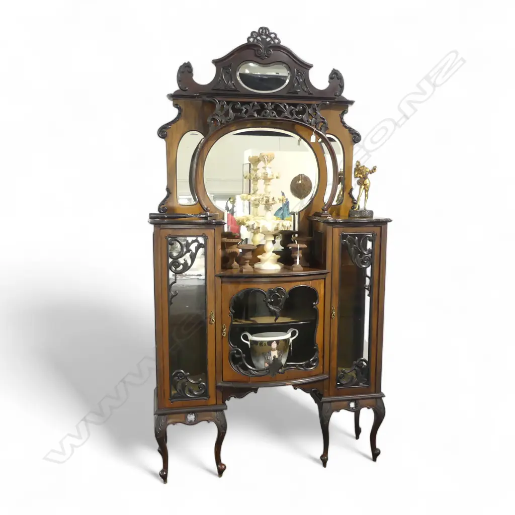 CARVED MAHOGONY DISPLAY CABINET H.1740MM Image 1++