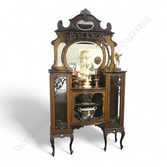 CARVED MAHOGONY DISPLAY CABINET H.1740MM