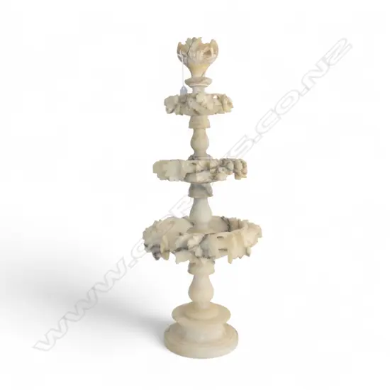 SMALL ALABASTER DECORATION IN THE FORM OF A THREE TIER FOUNTAIN (FAULTS) 590 mm (H)