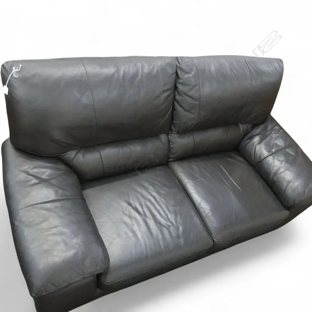 BROWN LEATHER 2 SEATER SOFA W.1700mm Image 1++