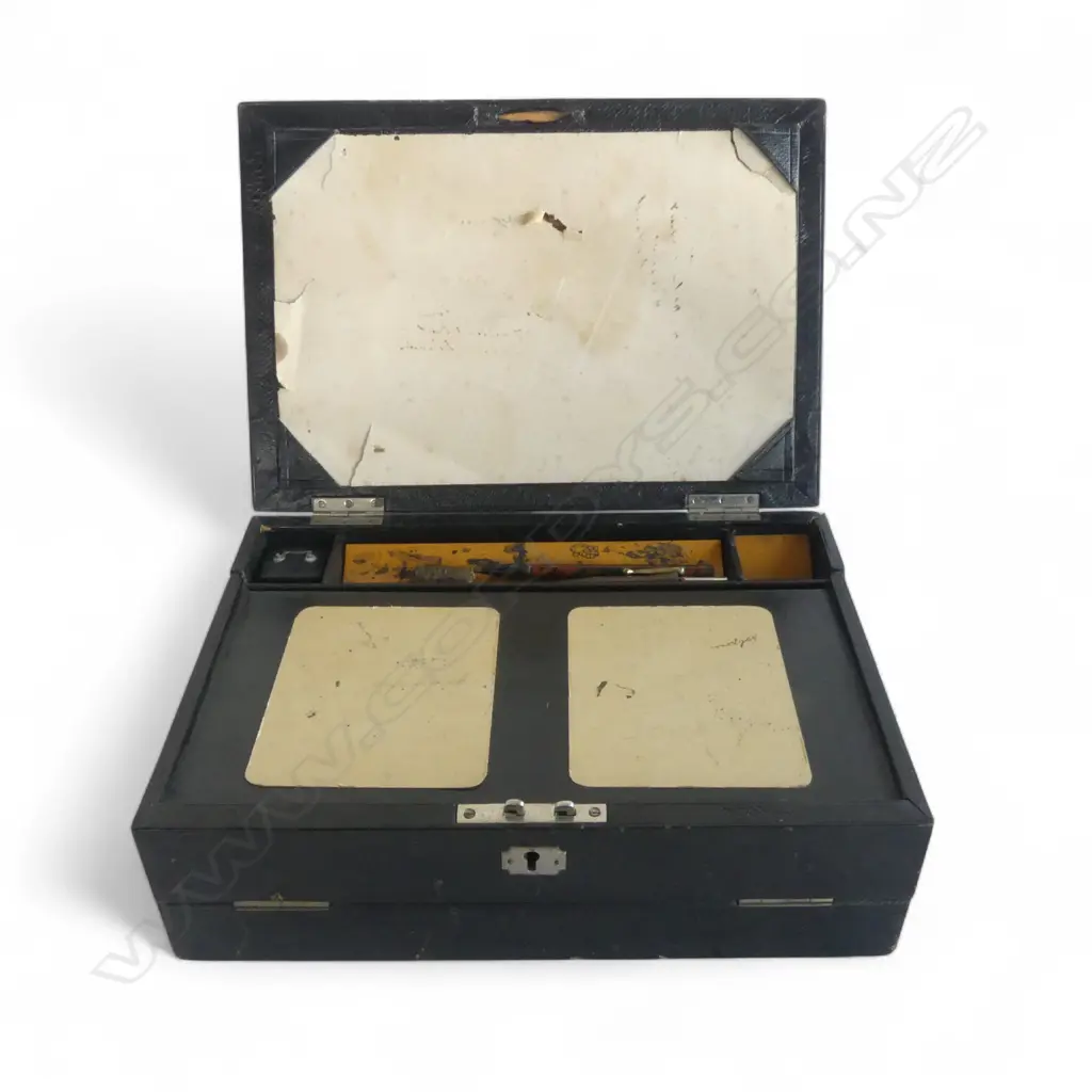 ANTIQUE LEATHERBOUND WRITING SLOPE w. PEN 310x220x100mm  Image 1++