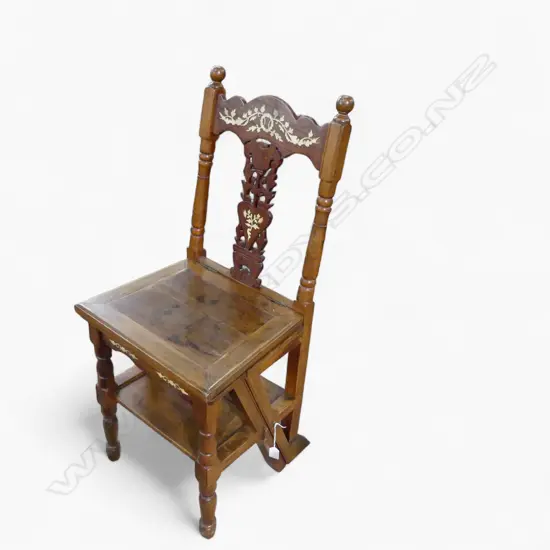 INLAID METAMORPHIC CHAIR H.920mm  folds out to a stepladder