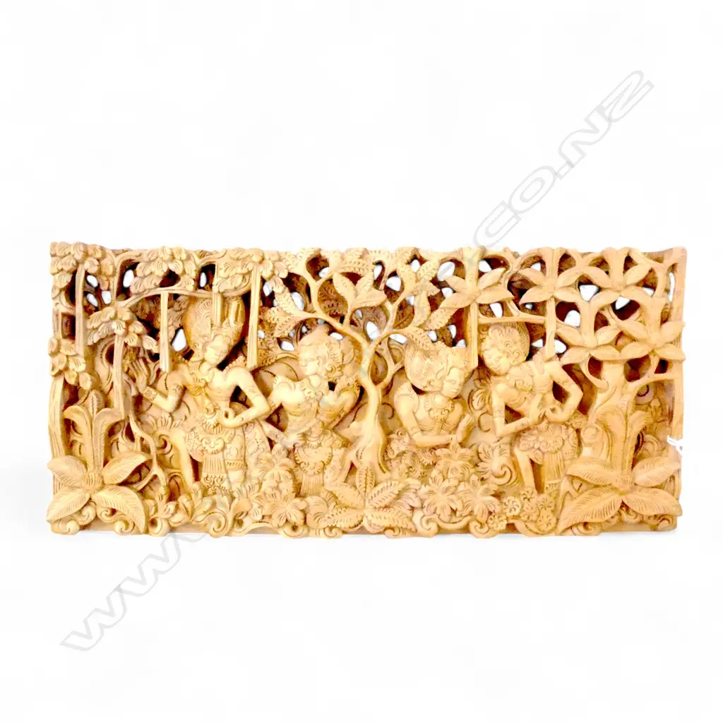 INDONESIAN CARVED WOODEN PANEL 255x550mm Image 1++