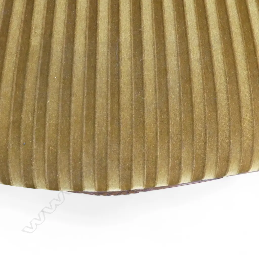 Mid 20thC FRENCH STYLE 3 PIECE PARLOUR SUITS. Pr open arm chairs + settee. Green/gold striped velvet upholstery. Image 1++