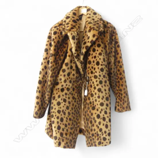 VINTAGE FAUX LEOPARD FUR COAT BY GLAMIS NZ