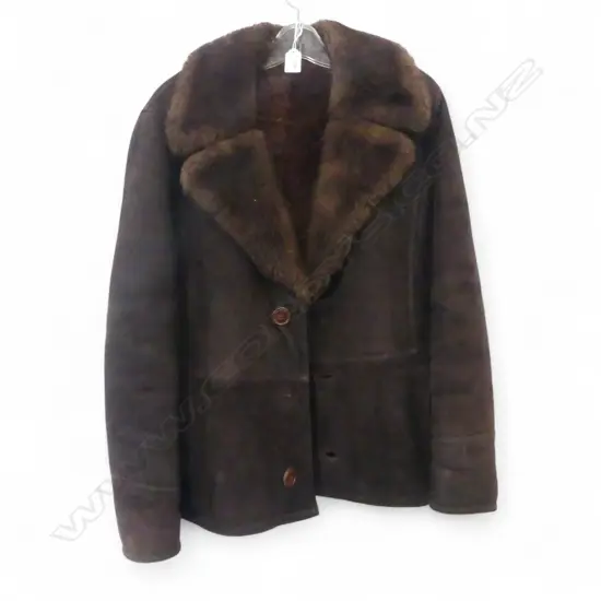 VINTAGE LEATHER & FUR JACKET one button loose in pocket