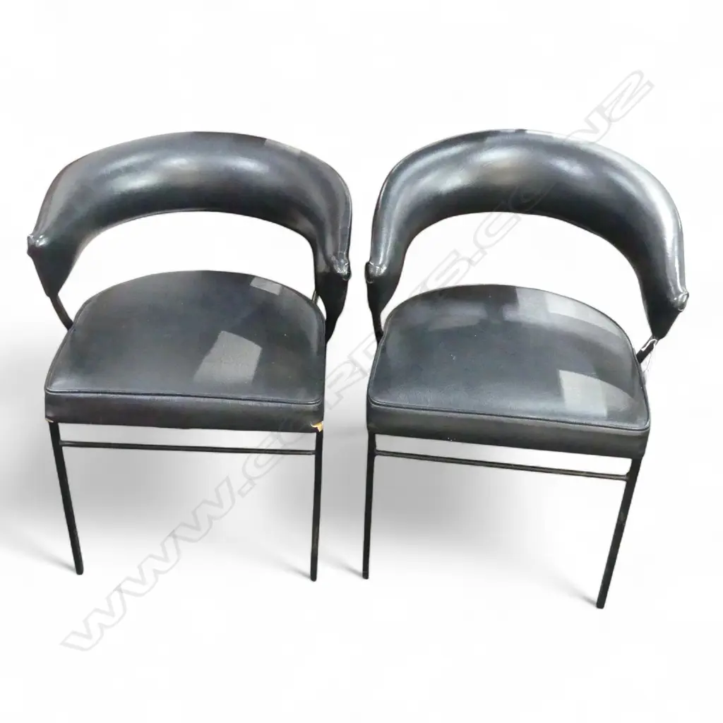 PR JOHN CRICHTON N.Z. BLACK VINYL ARMCHAIRS  Image 1++