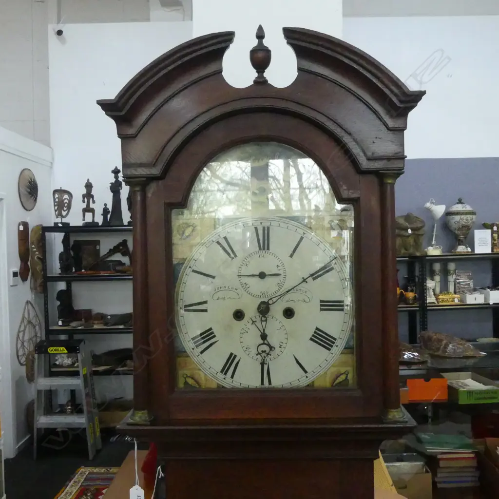 ANTIQUE OAK LONGCASE CLOCK, JOHN LOW WARTLE 470x235x2010mm w. key Image 1++