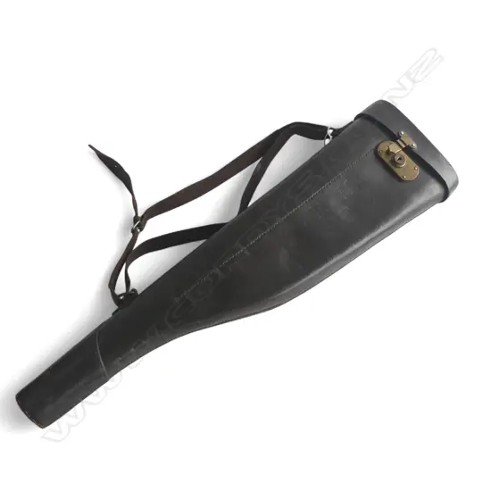 VINTAGE LEATHER LEG OF MUTTON GUN CASE L. embossed initials F.M.F.