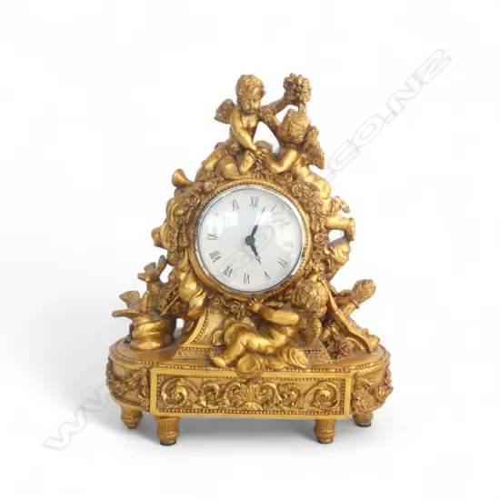 FRENCH STYLE GILT CLOCK, H.300mm