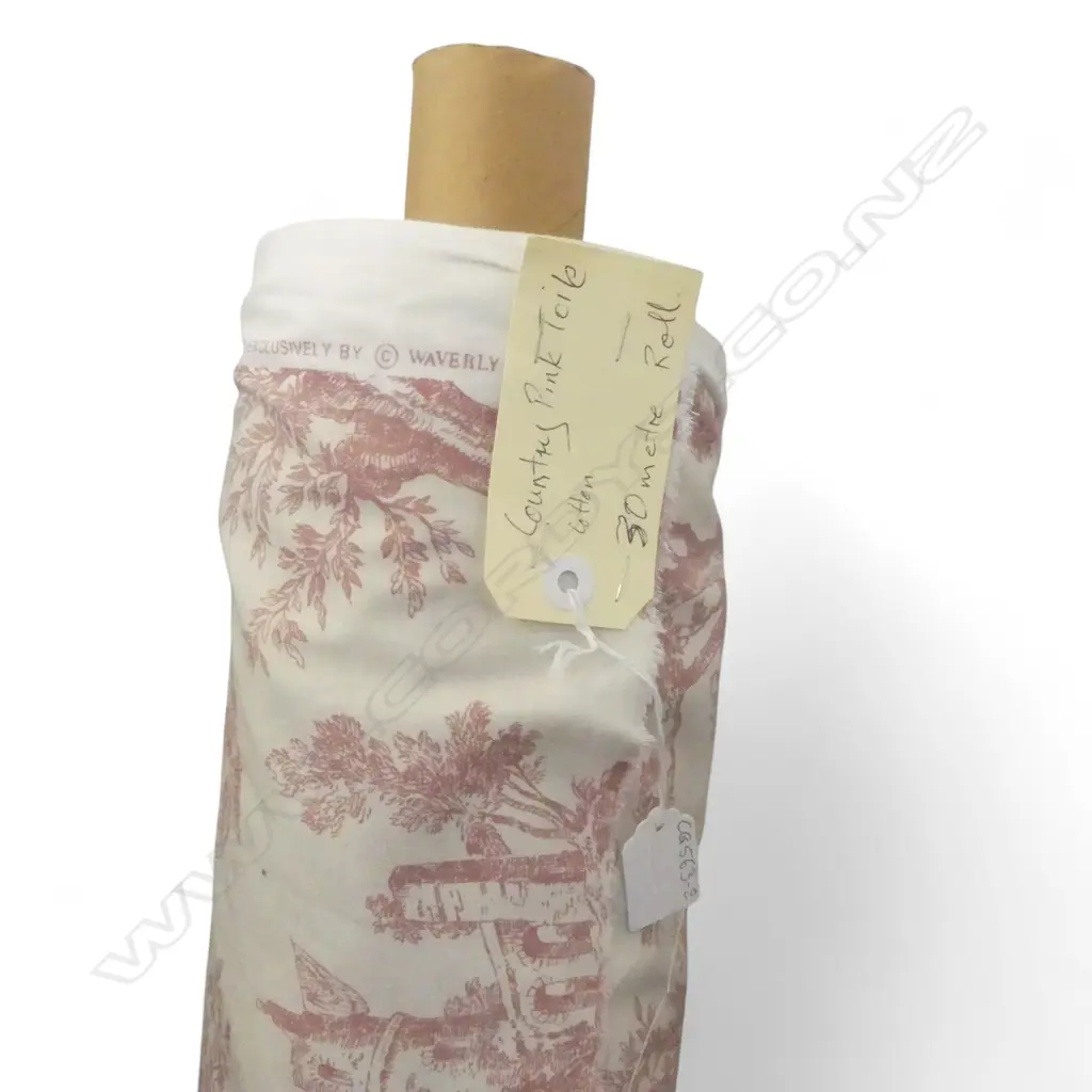 FABRIC BOLT; COUNTRY PINK TOILE, COTTON, 30M Image 1++