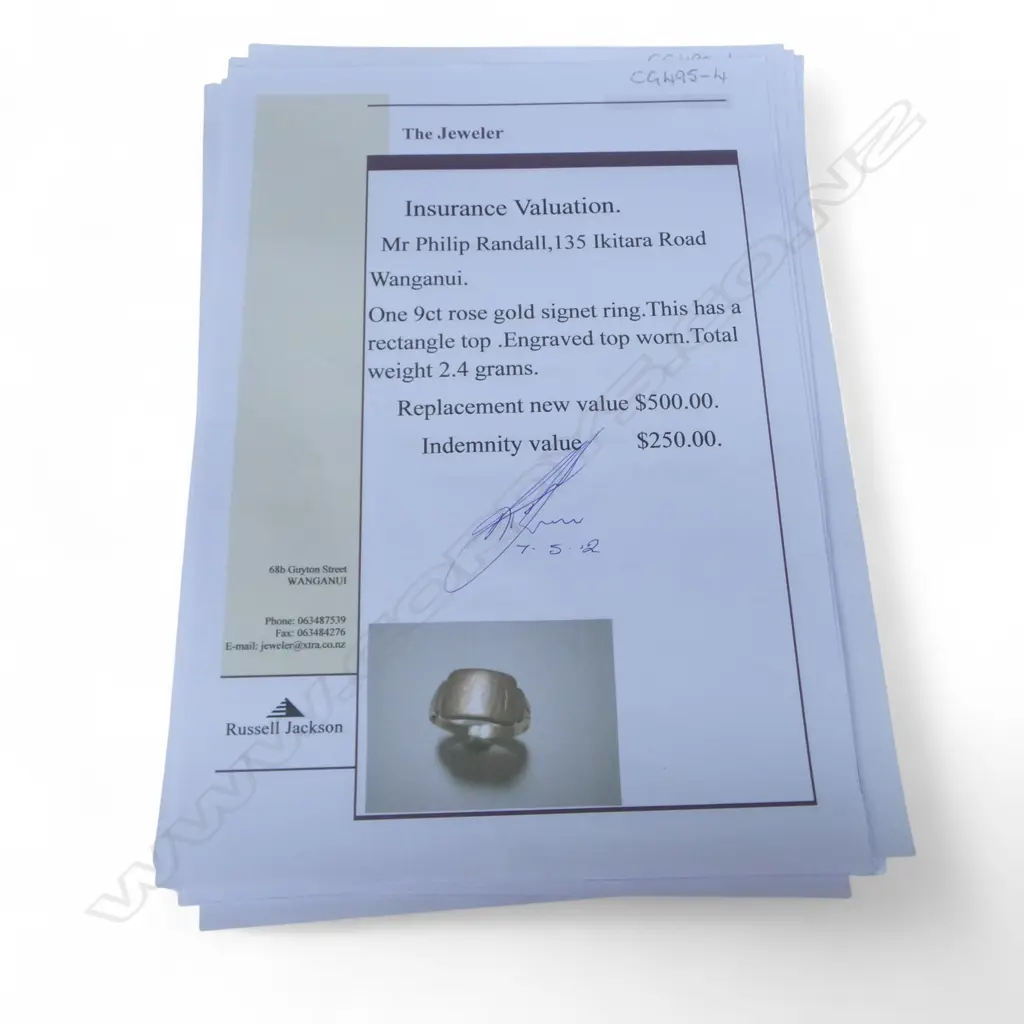 9CT ROSE GOLD SIGNET RING 2.4gms with valuation SIZE L (split in bottom of shank) Image 1++